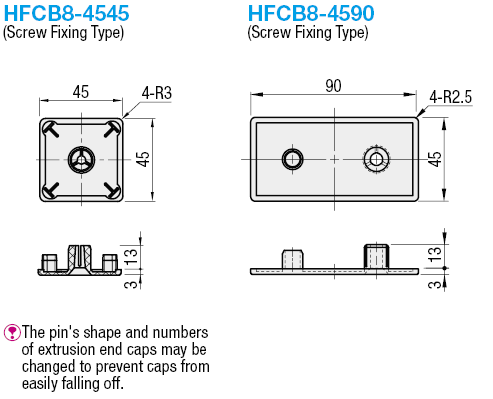 Tapas de extremo de extrusión -Para la serie HFS8- -Tipo de fijación de pernos-: Imagen relacionada