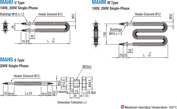 Calentadores de aire enfundados - fijos, rectos / en forma de U / en forma de M: imagen relacionada