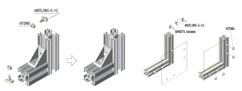 Serie HFS5, tornillos de inserción premontados para extrusión de aluminio cuadrado: