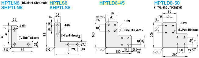Soportes de chapa metálica - Para la serie HFS8-45 - En forma de L: imagen relacionada