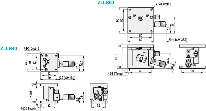 [Estándar] Superficie horizontal del eje Z, cabeza de micrómetro, bola lineal: imagen relacionada