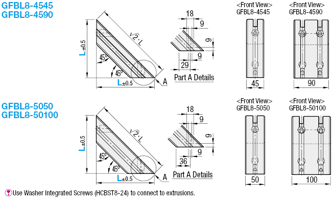 Soportes para refuerzo para extrusiones de aluminio de la serie HFS8-45: imagen relacionada