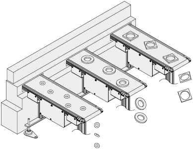 Transportadores de correa plana, transmisión central de perfil bajo, marco de 1 ranura (diámetro de polea 15 mm): imagen relacionada