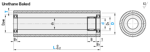 Rodillos de tubería - Embrague unidireccional - Con rodamientos (L = 50 a 300): Imagen relacionada