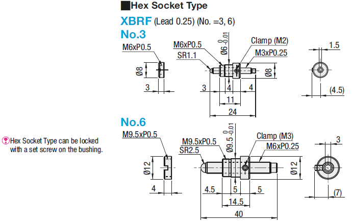 [Parte de mantenimiento de la etapa] Tornillos de alimentación - Hex SocketType (Paso 0.25): Imagen relacionada