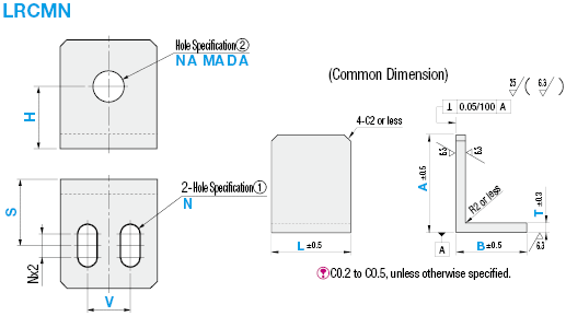 Ángulos en forma de L - Placas / soportes de montaje - Tipo de orificio central -: Imagen relacionada