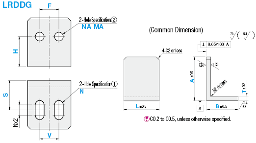Ángulos en forma de L - Placas / soportes de montaje - Tipo de orificio central -: Imagen relacionada