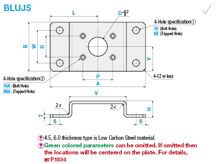 Placas / soportes de montaje de chapa (para sensores / para motores / para cilindros) -Tipo de curva convexa-: Imagen relacionada