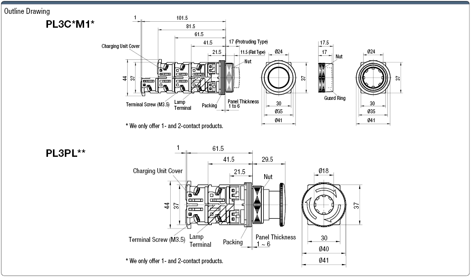 Orificio de montaje del interruptor pulsador iluminado ø30: Imagen relacionada