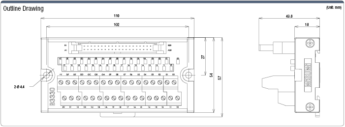 Bloque de terminales del conector del PLC (Mitsubishi Electric para E / S): imagen relacionada