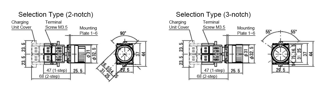 Selector Switch Ø 25 (Knob-Model, 2-notch):Related Image