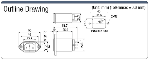 Norma IEC, entrada con filtro de ruido (modelo de tornillo)/C14: imagen relacionada