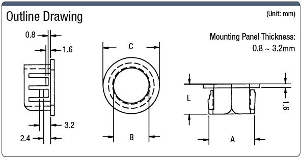 Buje de cable (modelo abierto / corte longitudinal): imagen relacionada