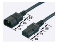 Cable de CA de dos extremos: cable redondo, enchufe C14, enchufe C13