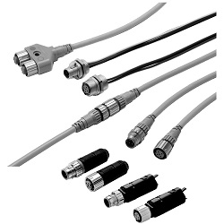 Juego de cables circulares - serie XS5, conector impermeable XS5F-D421-D80-F