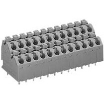 Bloque de terminales de dos niveles con botón pulsador para placas de circuito impreso, serie 250 250-724