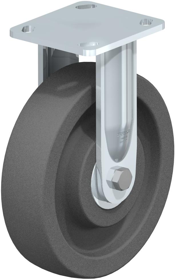 Ruedas industriales con placa superior para uso mediano: ruedas rígidas de nailon gris extrapesadas, con rodamiento de bolas y resistentes a impactos