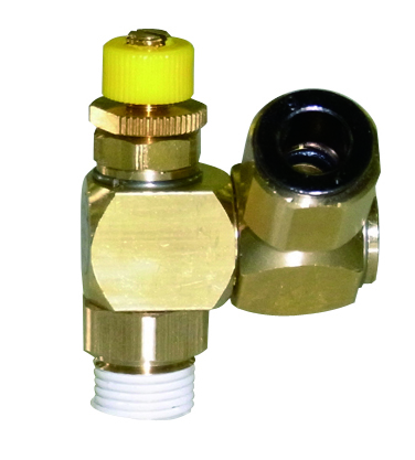 Controles de flujo: codo universal giratorio de empuje para conectar, resistente a salpicaduras, latón, ajustable, serie B B8-02SC-O