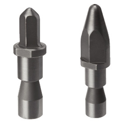 Clavijas de ubicación para plantillas y accesorios: ranura para tornillo de fijación, con o sin reborde, forma de punta seleccionable