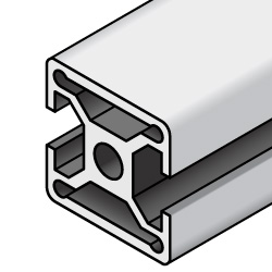 Extrusión de aluminio - Serie 5, Base 20, Dos lados cerrados opuestos