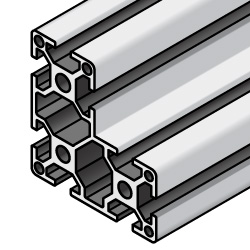 Extrusión de aluminio - serie 8, base 40, forma en L, 80 x 80 x 40 mm