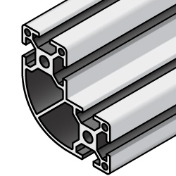 Extrusiones de aluminio - Serie 8, Base 40, Esquina radial, 80 x 80 x 40 mm