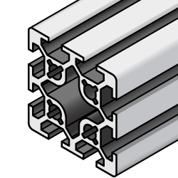 Extrusiones de aluminio - Serie 8, Base 50, 100 x 100, ranuras de 4 lados