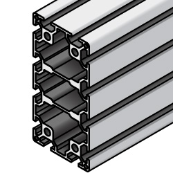 Extrusiones de aluminio - Serie 8, Base 50, 100 x 200, ranuras de 4 lados