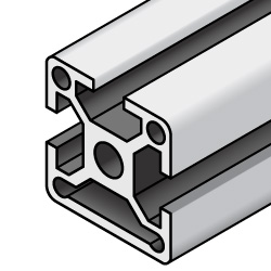 Extrusión de aluminio 60 × 60 - Serie 8-45, base 60, un lado cerrado