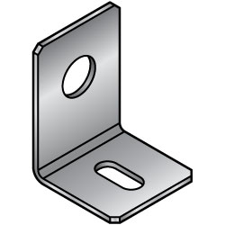 Soportes de chapa en forma de L: orificio central y orificio central ranurado, dimensiones configurables