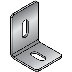Soportes de chapa metálica en forma de L: dos orificios ranurados centrales, dimensiones configurables