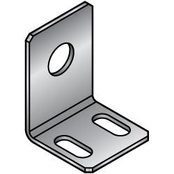 Soportes de chapa en forma de L: orificio central y orificio ranurado doble, dimensiones configurables