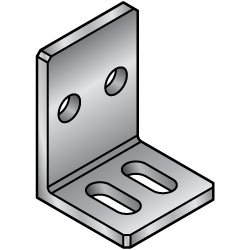 Montajes en ángulo en forma de L: orificios dobles y orificio ranurado doble, dimensiones configurables