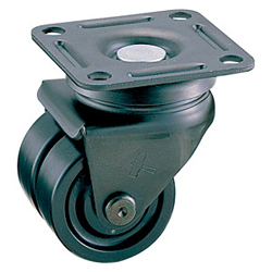 Ruedas - Con placa giratoria de acero laminado en frío, rueda doble de nylon, serie K-455 (Color negro, cargas pesadas). K-455-38