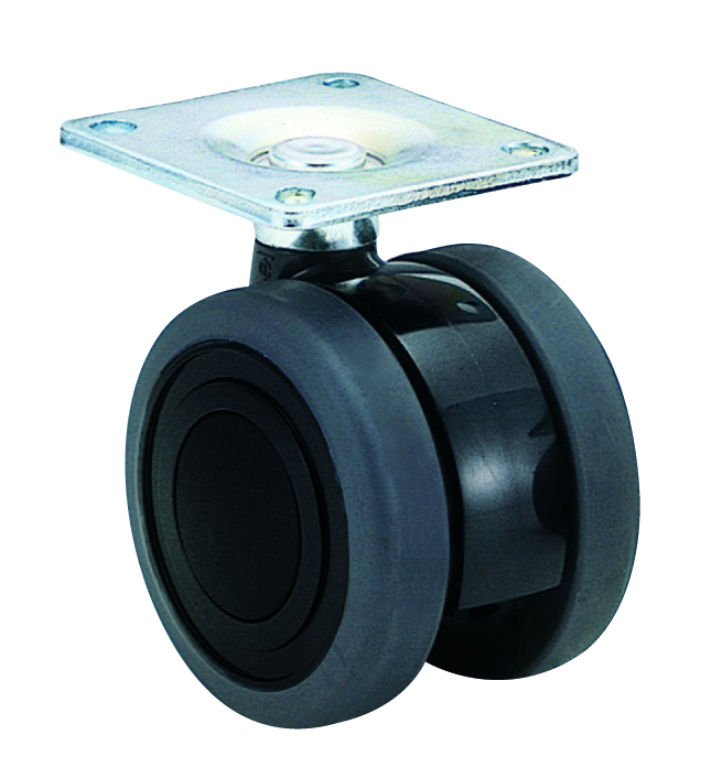 Ruedas - Con placa giratoria de acero, rueda doble de elastómero, serie TE75.