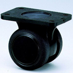 Ruedas - Con placa fija de acero, rueda doble de elastómero, serie TE40JK (Color negro).