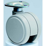Ruedas - Con placa giratoria de acero, rueda doble de nylon, serie TF60 (Color gris). TF60S