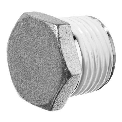 Accesorios para tuberías de instrumentación con tapón de cabeza hexagonal de acero galvanizado con sellador de roscas, NPT macho