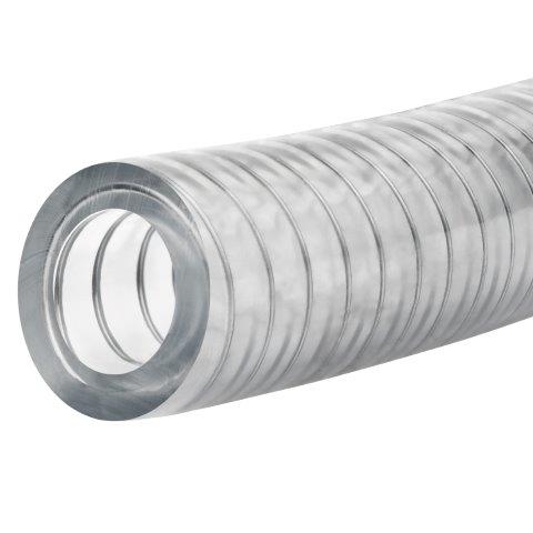 Tubería: PVC, multiusos, compatible con las normas sanitarias 3-A, reforzada con alambre de acero