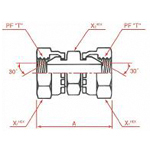 Adaptadores de manguera hidráulica - ambos extremos PF 30° MIS unión hembra/macho, serie 1010