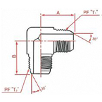 Adaptadores de manguera hidráulica - ambos extremos PF 30°FCS macho/hembra abocinado codo de 90°, serie 1020