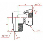 Adaptadores de manguera hidráulica - ambos extremos PF 30°FCS macho hembra codo giratorio de 90°, serie 1021 1021-04