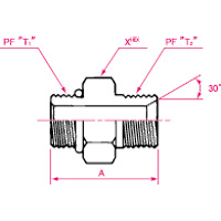 Adaptadores de manguera hidráulica: accesorio de conector, junta tórica JIS a PF 30° MIS, serie 1067
