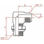 Adaptadores de manguera hidráulica - SAE O-ring Boss conexión JIC37° flare SAE macho 90° codo, serie 4017