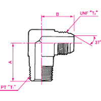 Adaptadores de manguera hidráulica - unión de tuberías JIC37° flare macho 90° codo, serie 4030 4030-04