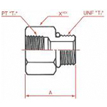 Adaptadores de manguera hidráulica: conexión PT Conector hembra con junta tórica SAE Conector hembra con junta tórica SAE, serie 4043 4043-04