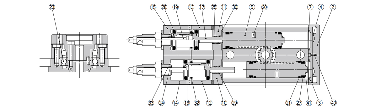 Plano estructural 1 de la serie MSZ (figura de la izquierda: MSZA, tipo de alta precisión)
